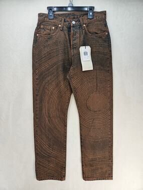 LEVI'S WOMEN'S 27 X EMMA CHAMBERLAIN 501 ORIGINAL JEANS TREE RINGS BROWN